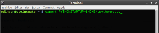 export PYTHONSTARTUP=$HOME/.pythonrc.py
